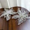 1Pcs Crystal Flower Lace Studded Patch Feather Pearl 3D Organza Flower Patch Twisted Wire Handmade Diy Sewing Decals