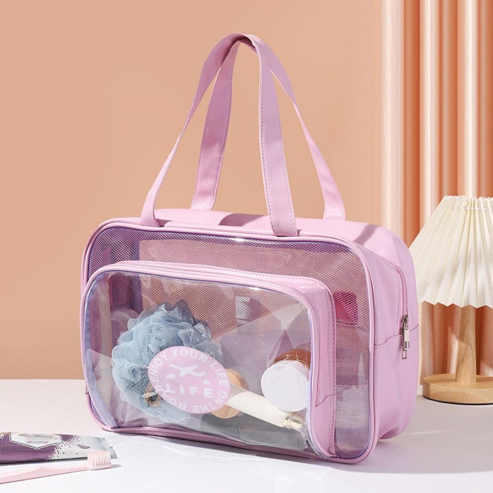 Large Capacity Toiletry Storage Pouch Transparent Clear Toiletry Case Portable Cosmetic Bag  Women