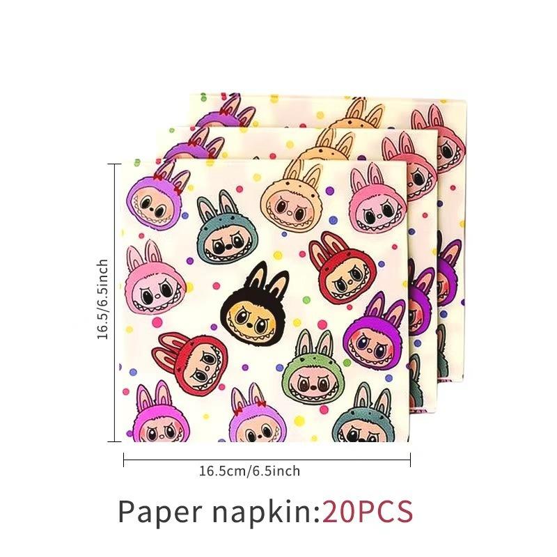 New super cute birthday tableware party theme disposable paper plate tissue paper cup tablecloth flag cross
