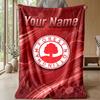 Nottingham Forest FC Custom Name Text Flannel Blanket Soccer Logo Personalized Fleece Throw Blanket Special Gift For Sofa Bedroom Home