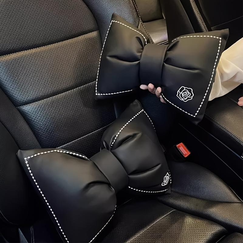 Camellia Set Universal de Piele Sintetică pentru Tetieră Auto și Pernă pentru Gât și Suport Lombar pentru Femei, Accesorii pentru Spătarul Scaunului Auto