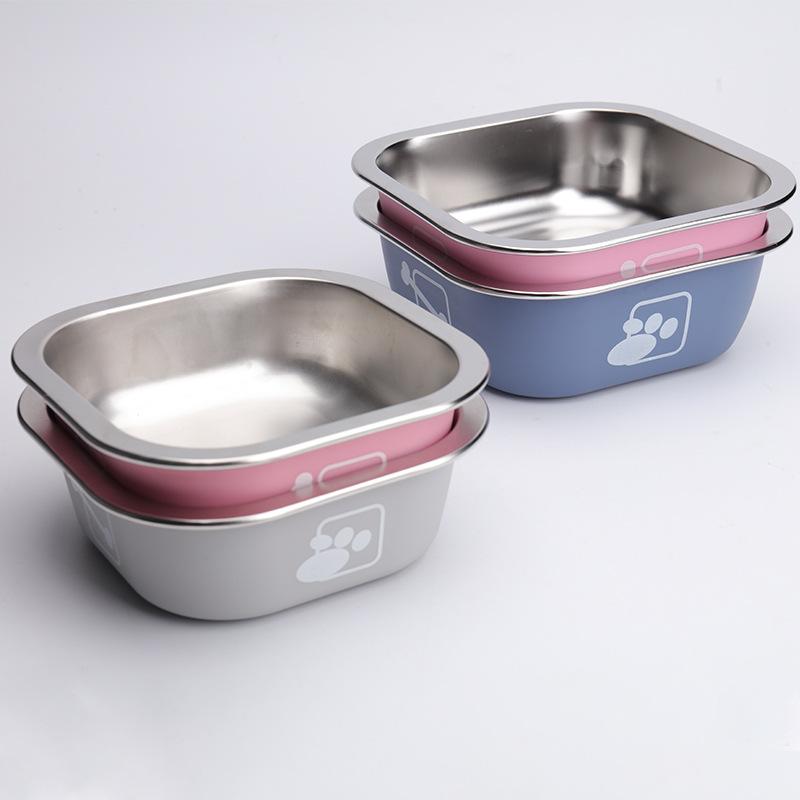 Dog Bowl Stainless Steel Cat Bowl Anti-tip Anti-slip Dog Rice Bowl Cat Drinking Water Pet Bowl Large-capacity Pet Feeder