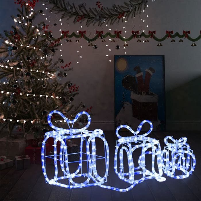 VidaXL Décoration de Noël avec 180 LED Intérieur et Extérieur Boîte-cadeau Lumineuse Décoration de Vacances Boîtes de Noël 329826