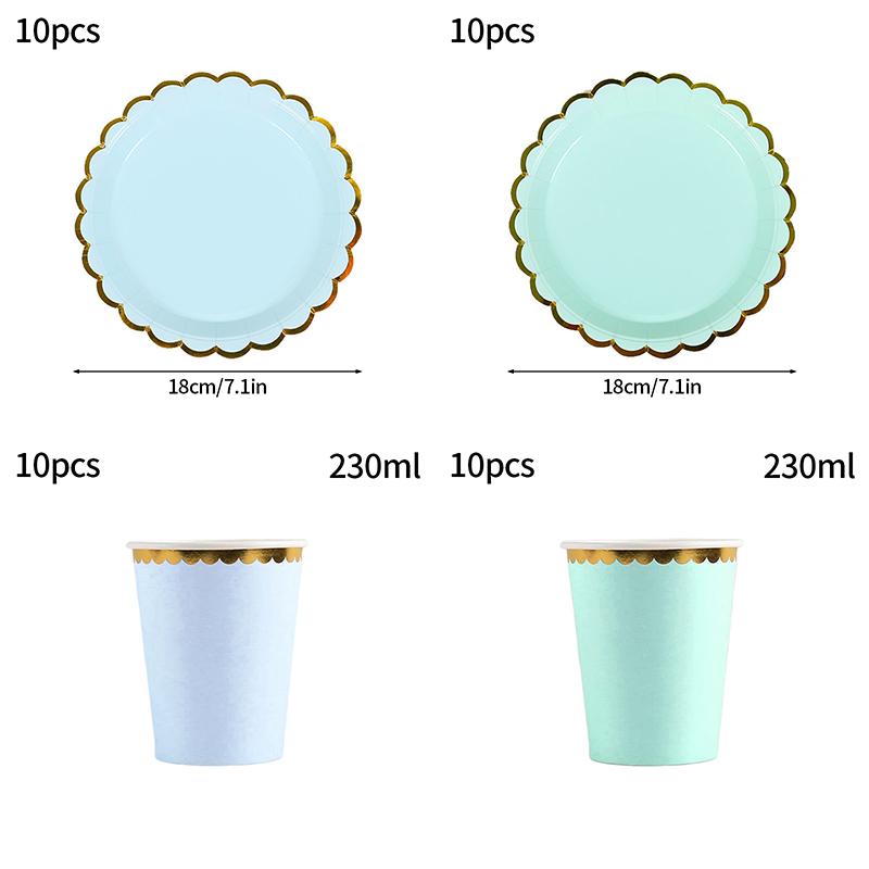 10Pcs/Set Disposable Birthday Tableware Cup Paper Plate Straws Birthday Party Wedding Decoration Kids Baby Shower Party Supplies