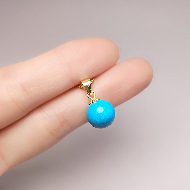 

Натуральный необработанный голубой бирюзовый круглый кулон в стиле ретро, простой, с покрытием из чистого золота, кулон «Голубая планета» 925 silver