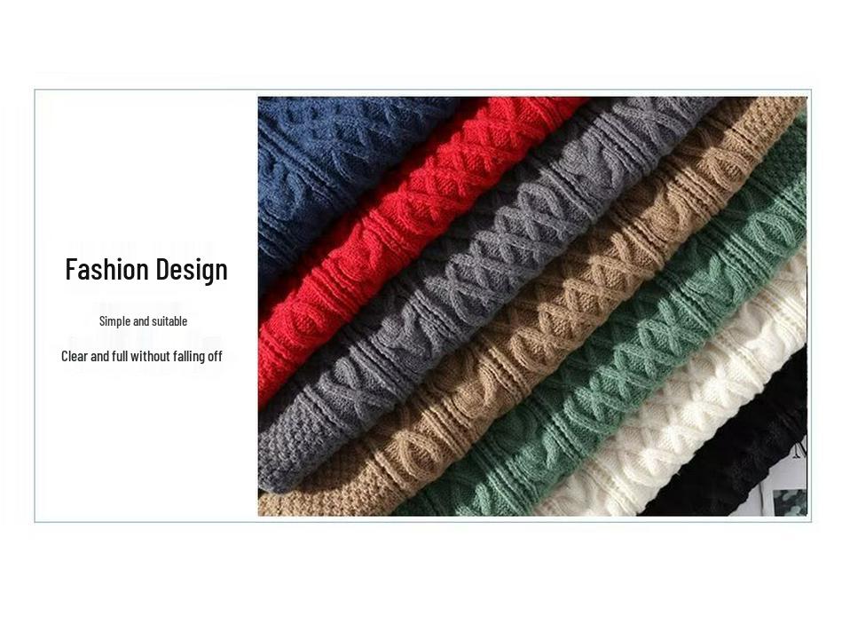 Men's Trendy Loose-Fit Wool Sweater - Round Neck, Solid Color, Knit Base Layer for Teens, Autumn/Winter Style.