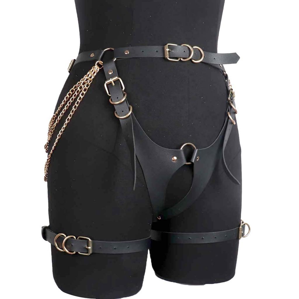 Leather Lingerie Punk Bondage Lingerie Garter Belt Harness Belt Leg Garter Short Belt Adjustable Harness Harness Women