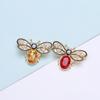 Blucome Big Crystal Bee Brooch Golden Openwork Wings Women Party Clothing Accessories Insect Beetle Brooches