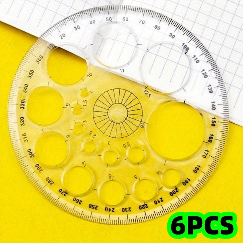 

6-Piece Set of 360-Degree Full-Circle Protractors, Geometric Drawing Tool, Large Transparent Circle Protractor, Quick Circle Drawing Tool