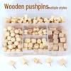 Large-Headed Wooden Decorative Pushpins for Kindergarten Projects and Display Boards