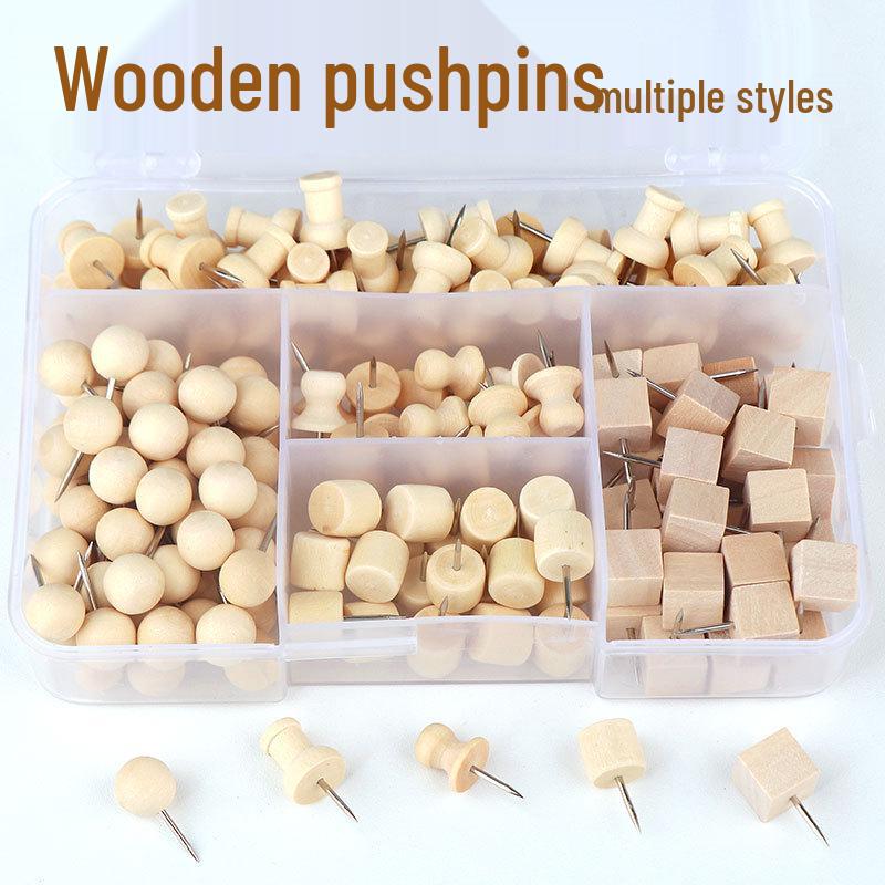 Large-Headed Wooden Decorative Pushpins for Kindergarten Projects and Display Boards
