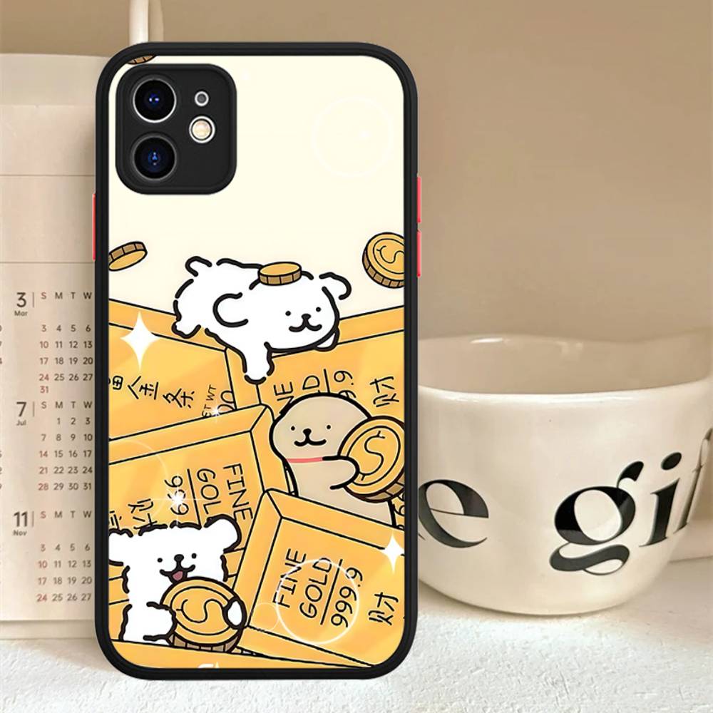

Line CARTOON P-PuppyS Phone Case For IPhone 16e 15 14 13 12 11 Pro Max Plus X XS MAX Candy Color Matte Cover iphone 15