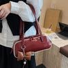 Elegant Pu Bowling Bag Large Capacity Women Handbags Vintage Boston Shoulder Bag  Girls