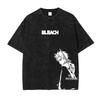 Anime B-Bleach T Shirts Vintage Washed Kurosaki Ichigo T-shirt Streetwear Manga Renji Zaraki Kenpachi Tops Tees Man