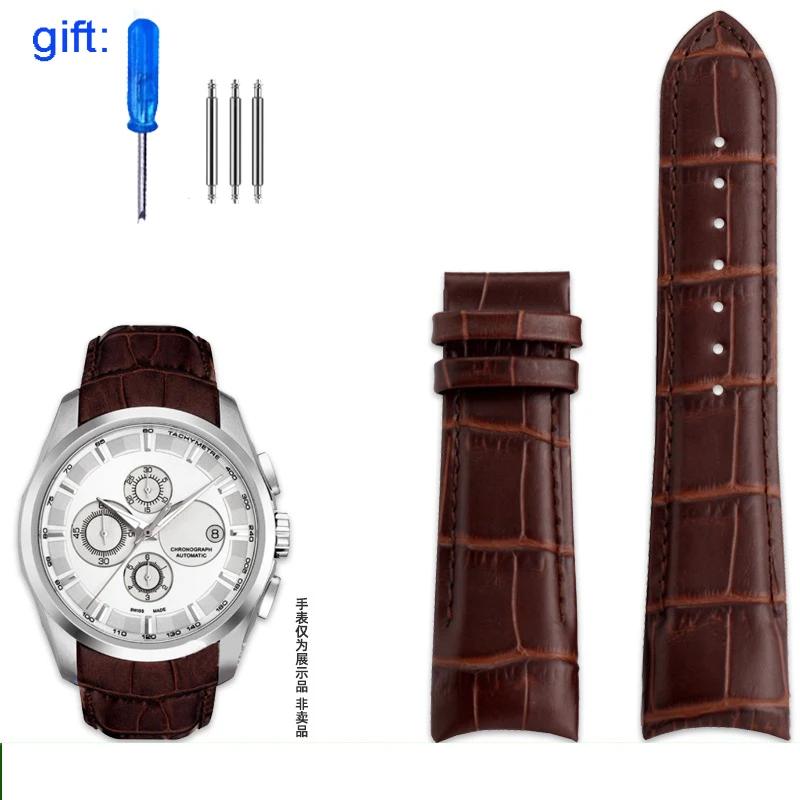 Pulseira de Couro Genuíno para Relógio Tissot T035 Pulseira Masculina Série 1853 T035627 T035617 T035407 Boca de Arco Pulseira 22mm 23mm 24mm