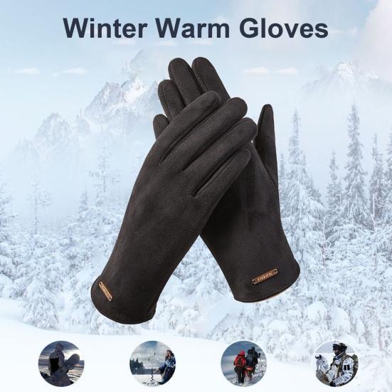 1 Pair Winter Padded Warm Gloves Solid Color Touch Screen Design Windproof Wear Resistant Riding Ski Gloves for Women