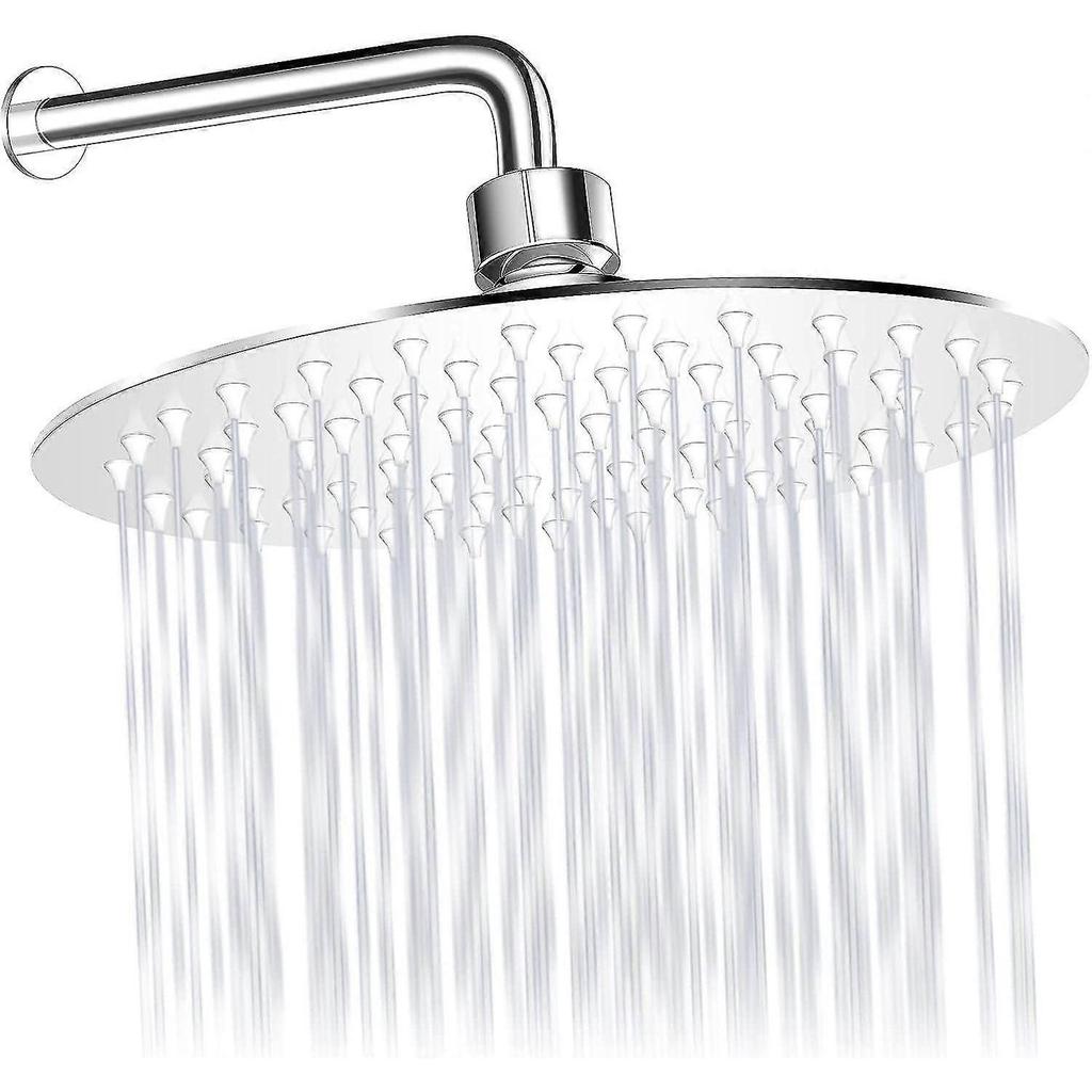 New ModelsRainfall Shower Head, 20cm Round 304 Stainless Steel Shower Head With Anti-blocking Silica Gel