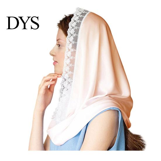Breathable Summer Headscarf Hooded Lightweight Gauze Fabric Sun Protection Turban Windproof Spring Scarf Hat with Lace Embroidery Commuting Head Wrap