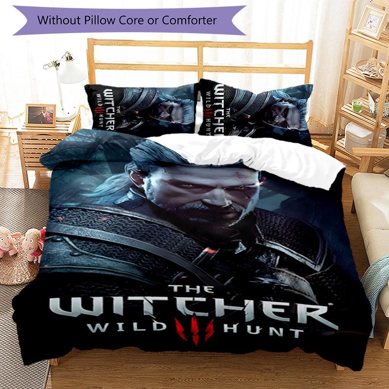 3pcs The Witcher Design Cover Set - HD Printed Bedding with 1 Cover and 2 Pillowcases - Perfect for Home and Dorm Decor
