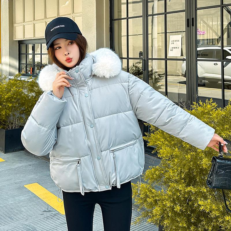 2026 Women's Winter New Korean Edition Hooded Down Padded Jacket Large Fur Collar Loose Slimming Bread Jacket Warm Jacket
