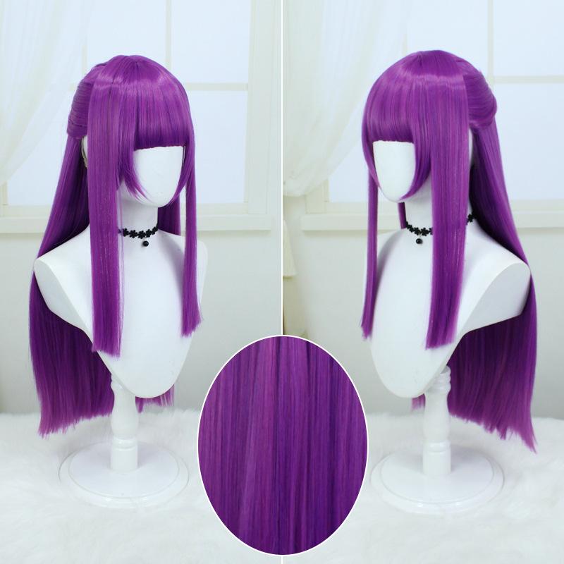 31" Long Purple Cosplay Wig – Realistic Silicone Scalp Top & Straight Synthetic Hairpiece for Anime Conventions & Magical Girl Cosplay