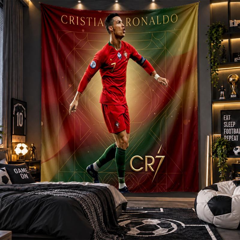 Wall Hanging Tapestry Cristiano Ronaldo Print Cloth for Living Room Bedroom Home Decor