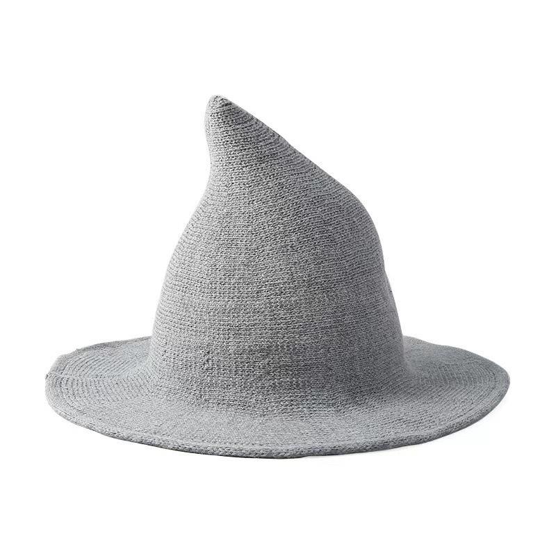 

Wool wizard hat popular Halloween hat European and American pointed big brim knitted top hat witch hat [adults] basic - lightweight світло-сірого кольору