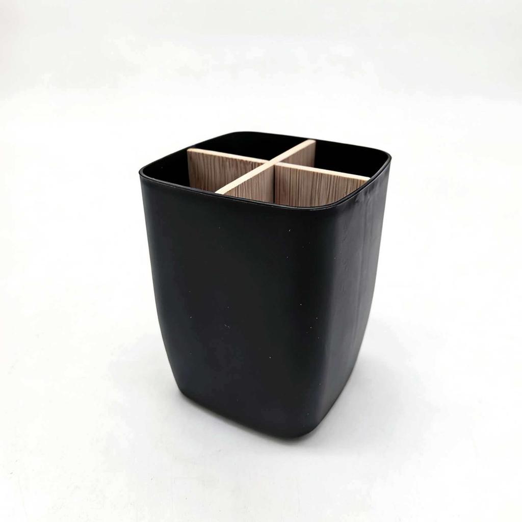 2pcs Bamboo-Like Plastic Desk Organizer with Pen Holder & Jewelry Storage - 3/4 Compartment Standalone Multi-Purpose Box