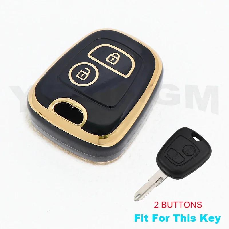 TPU Car Remote Key Case Cover Shell Fob Keychain for Peugeot 107 206 207 307 for Citroen C1 C2 C3 C4 for Toyota Aygo Keychain