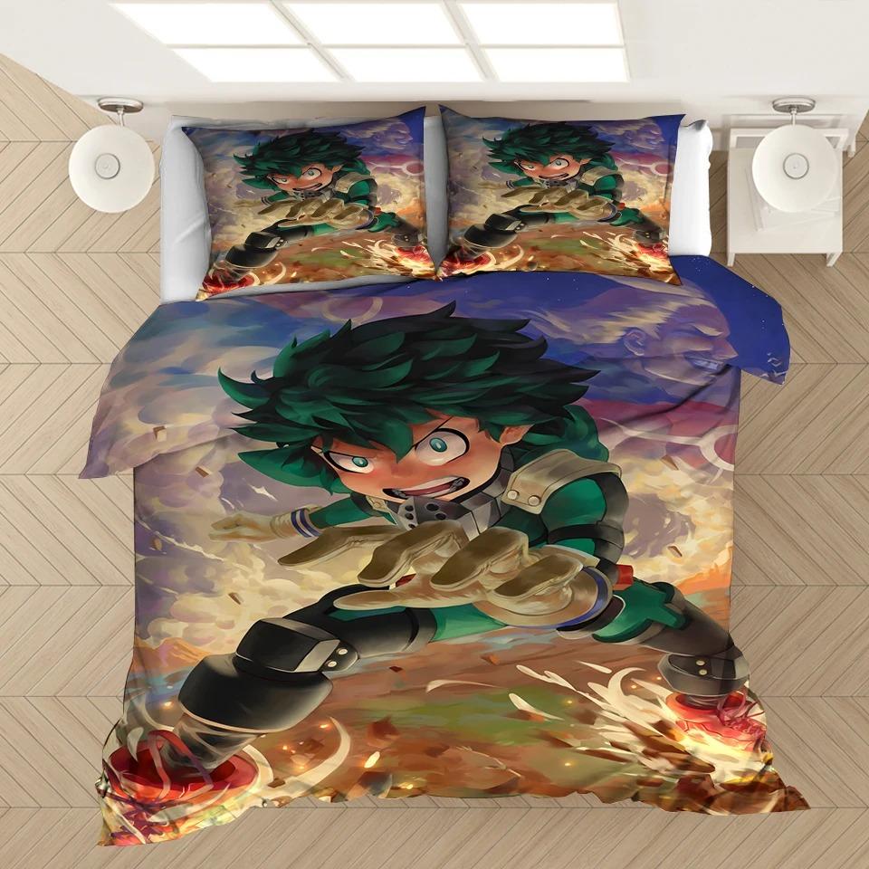 Cartoo My Hero Academia Bedding Set 3D Duvet Cover Pillowcase Single Double Queen Twin Full Size Duvet Cover for Kids Boys Teens