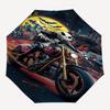 Motorcycle, Halloween Themed Automatic Opening and Closing Umbrella, Brightly Colored 8-rib Portable Umbrella, Suitable for Men and Women