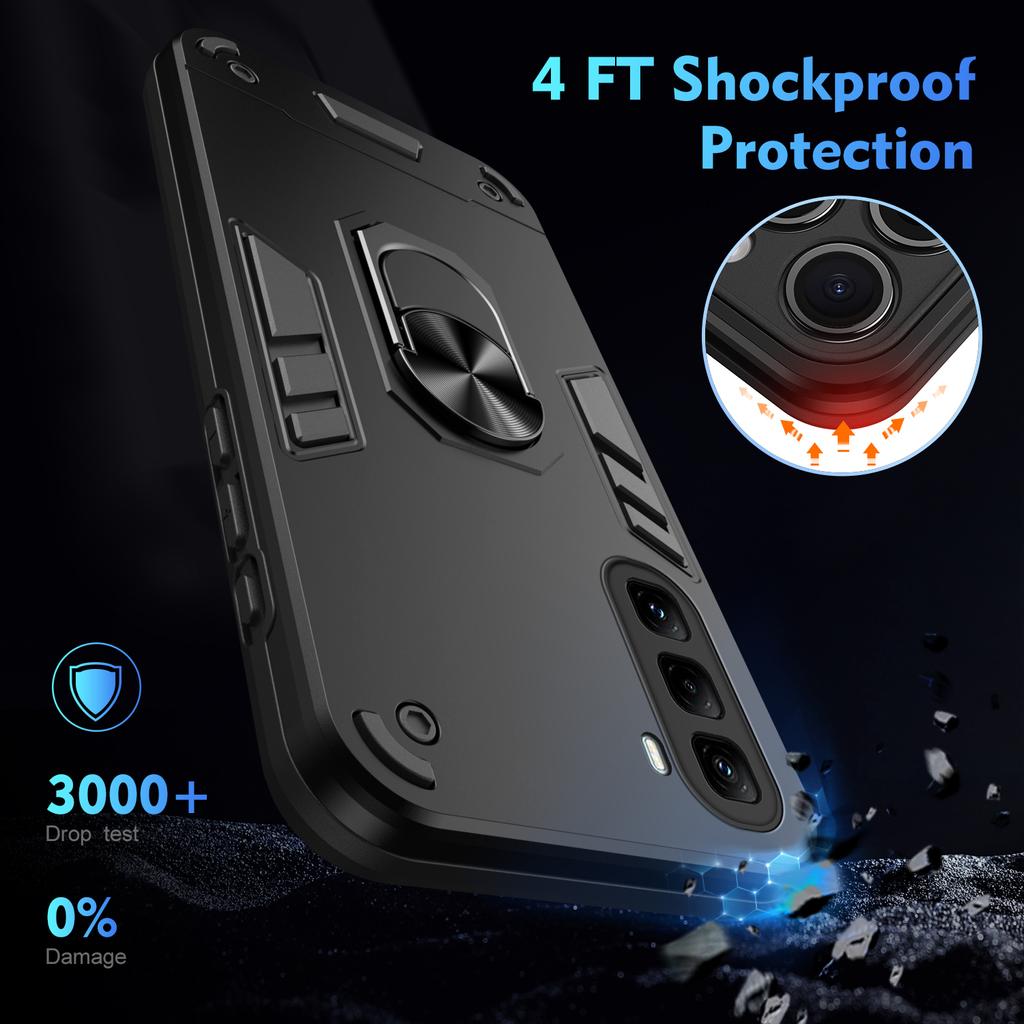 Für Infinix Hot 50 Pro 4G Hülle PC+TPU Sturzsicherer Handyhülle mit Ring-Ständer