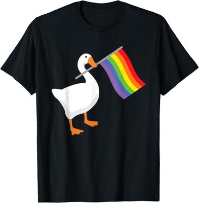 Gans Regenboog Trots Vlag LGBT Gay Trots Optocht Honk T-shirt Katoenen Oversized T-shirt Grafische T-shirts Streetwear