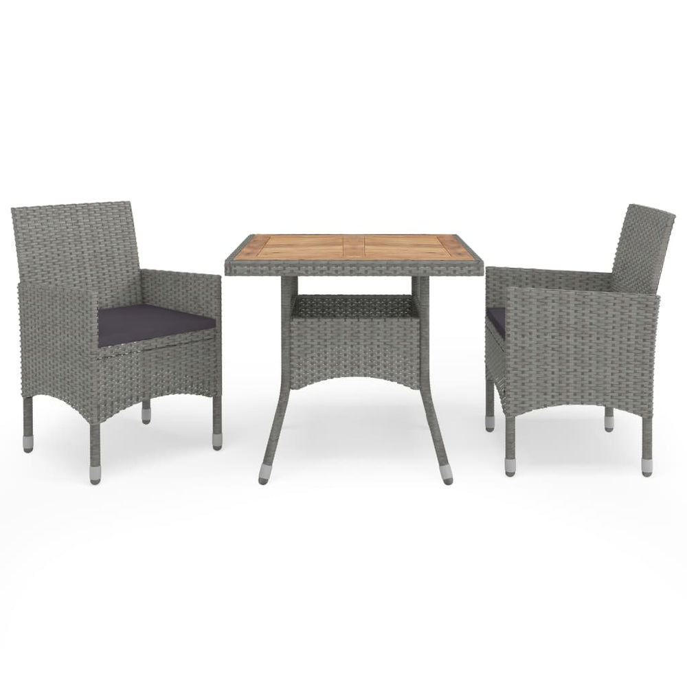 Ensemble à manger de jardin 3 pcs  Résine tressée et acacia