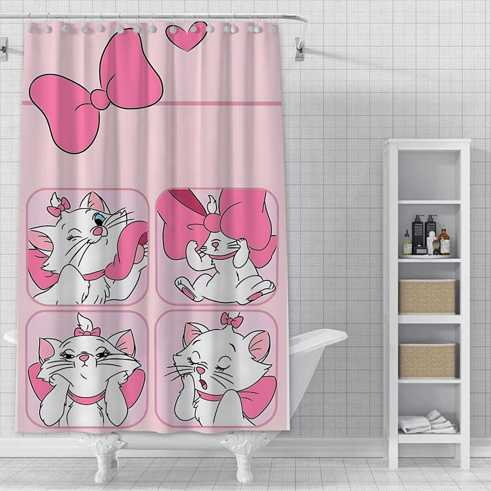 Shower Curtain Waterproof Polyester Fabric Paint Colorful Bath Disneys Marie Cat Curtains Home Bathroom Decor Curtain With Hook