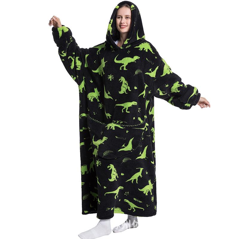 2023 Hooded Oversized Flannel Blanket Clothing for Men & Women – Extended Length for Warmth
