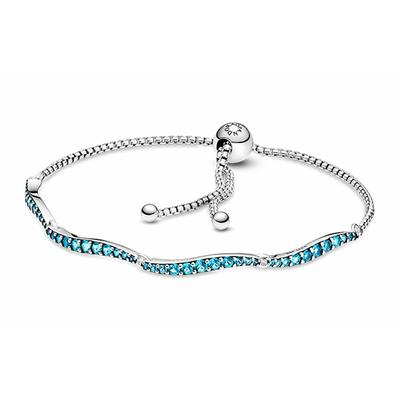 Ocean Series Blue Wave Slide Bracelet 925 Silver Bracelet Women's 599436C01