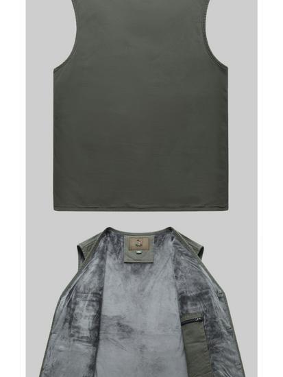 Woodpecker Men's Warm Fleece Lined Vest - Thickened Cotton Sleeveless Jacket for Autumn and Winter