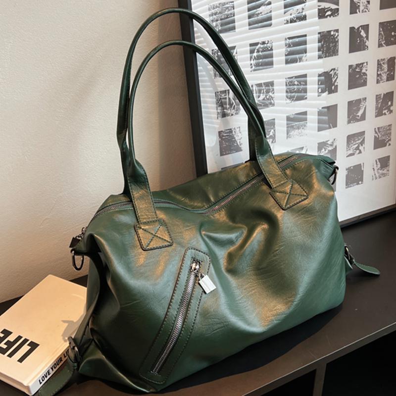 

Сумки через плечо большой емкости для женщин, однотонные, простые, из искусственной кожи, для шопинга, дорожные сумки, женские, легкие сумки