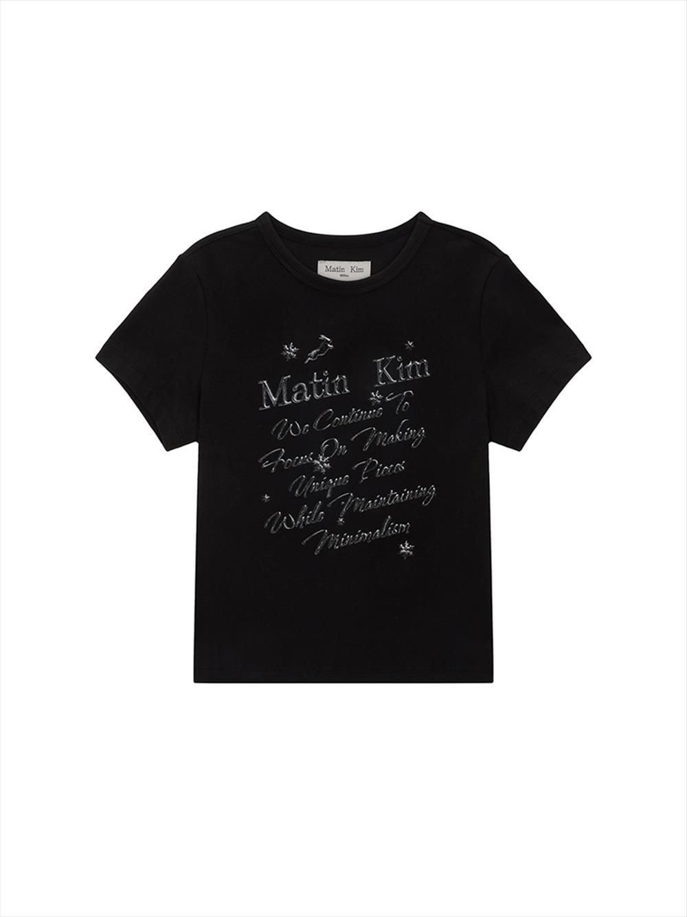 [Matinkim] Glow Printing Crop Top in Black S-BLACK