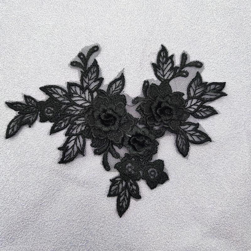 1pair Embroidered Three-dimensional Lace On Flower Wedding Dress Accessories DIY Lace Stickers Bridal Dress Decoration