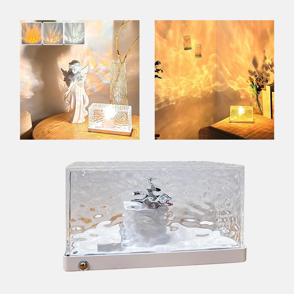 Rotating Water Ripple Lights, Crystal USB Powered Night Light Lamp for Party , 3 Color