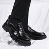 2025 new men's shoes business casual leather shoes thick sole heightening breathable soft leather trendy shoes big head leather shoes leather shoe