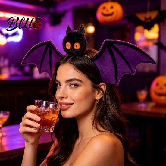 Versatile Costume Accessory Halloween Bat Hairband Plush Wing Gothic Style Headband Holiday Gathering Hair Accessories Cosplay Party for Women