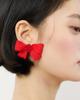 Lovuee Frost Rose Earrings Red Wide Ribbon