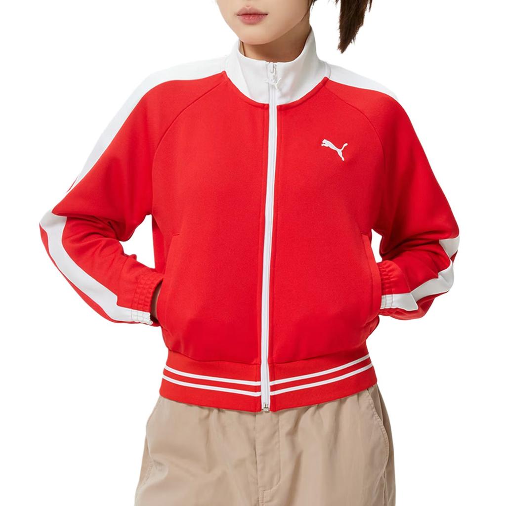 Puma T7 Pique Track Comfortable Breathable Stand Collar Zip Jacket Women Jackets 638392-11