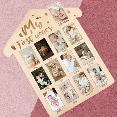 Wooden Baby’s First Year Picture Frame Commemorative Newborn Milestone Frame  for Boy Girl
