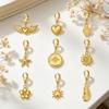 Mini Charms with Lobster Clasp Stainless Steel Gold DIY Pendant for Figaro Chain Bracelet Woman Flower Heart Sun Jewelry
