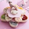 2-layer Rotating Petal Candy Box Dust-proof Jewelry Organizer Creative Snack Tray  Living Room