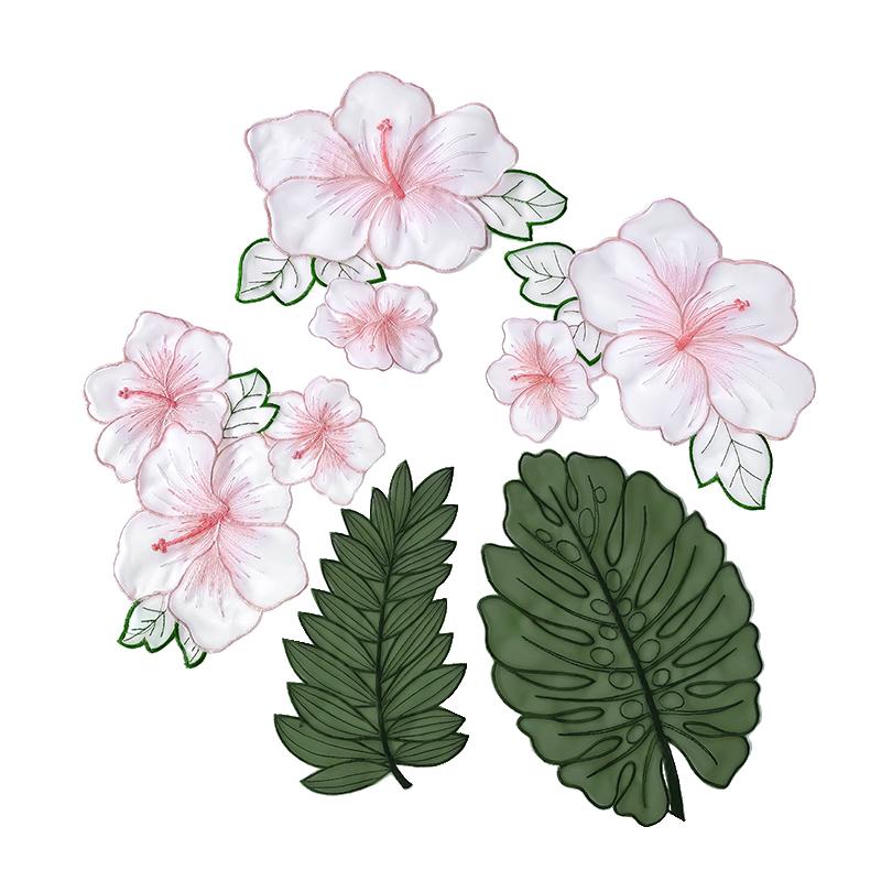 5Pcs/Set Five Piece Set Handmade DIY Colorful Beads Fresh Organza New Chinese Style Lotus Cloth Sticker Dress Decoration